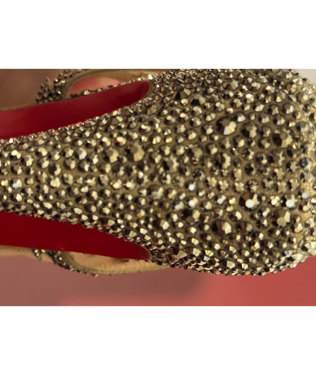 CHRISTIAN LOUBOUTIN Бежевые текстильные босоножки, фото 6