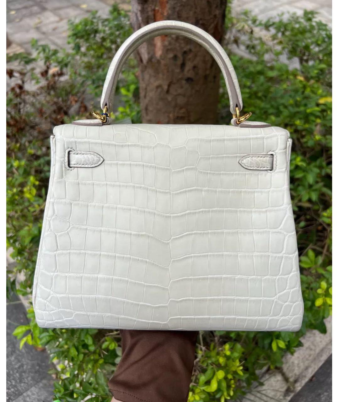 HERMES Белая кожаная сумка с короткими ручками, фото 2