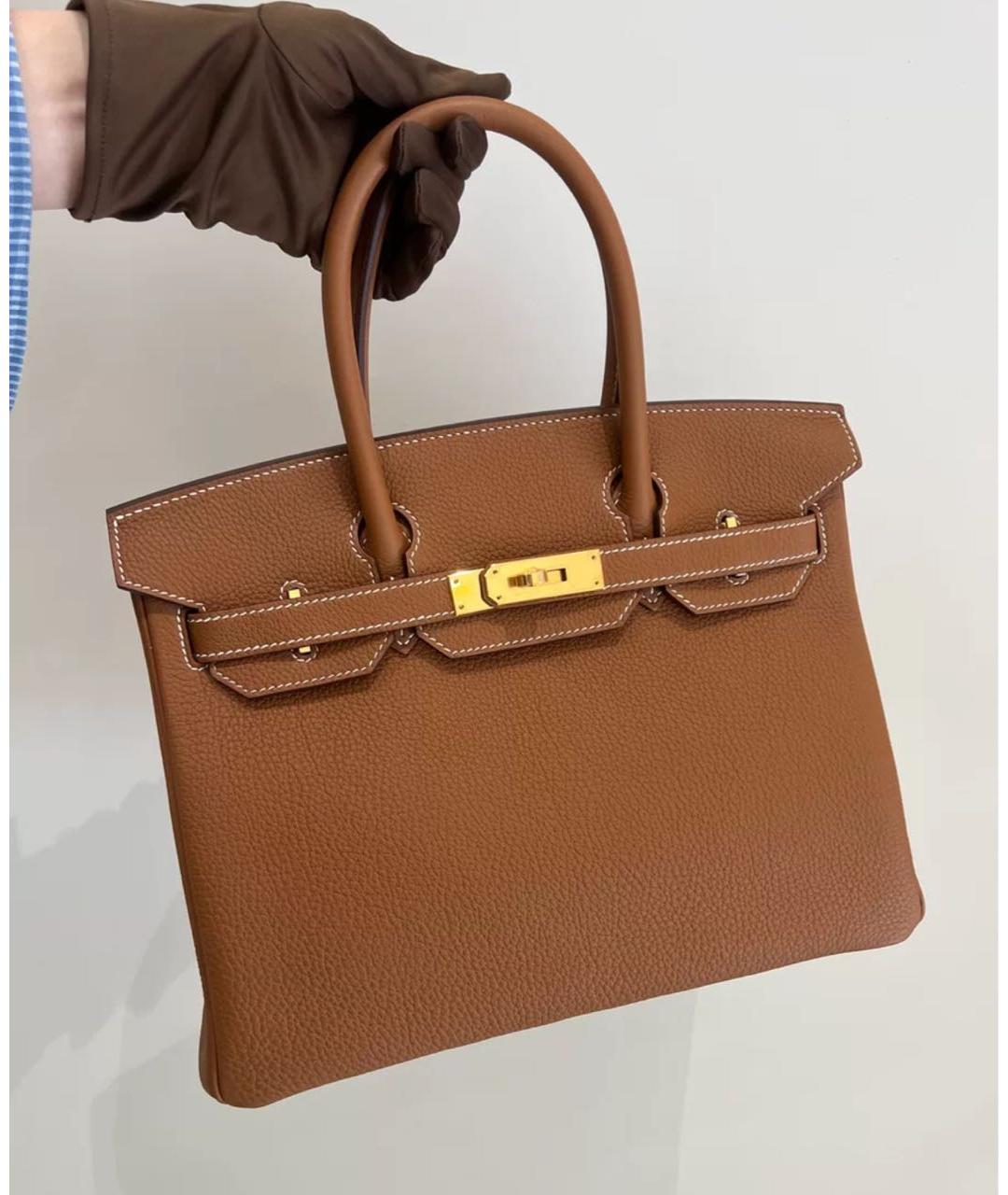 HERMES Коричневая кожаная сумка тоут, фото 6