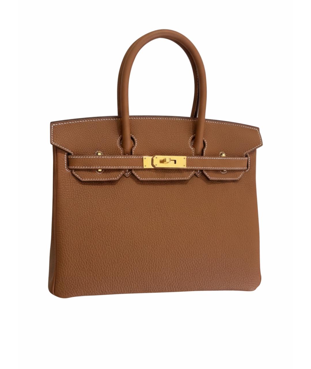 HERMES Коричневая кожаная сумка тоут, фото 1