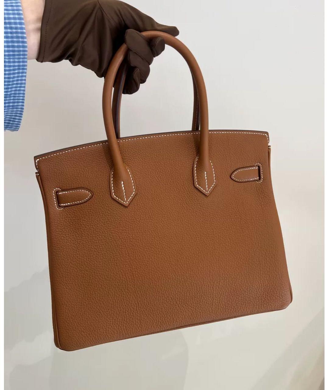 HERMES Коричневая кожаная сумка тоут, фото 2