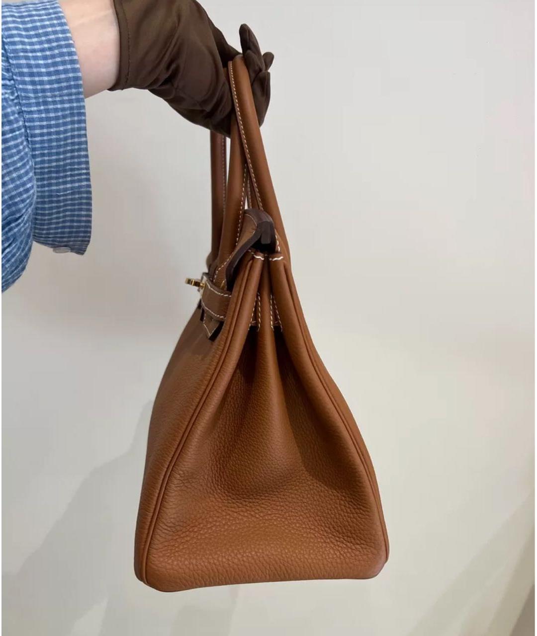 HERMES Коричневая кожаная сумка тоут, фото 4