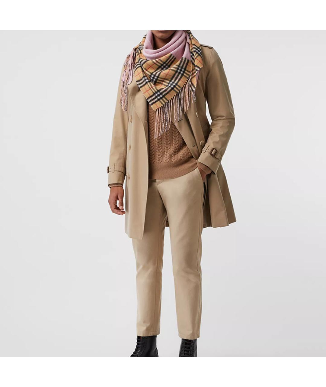 BURBERRY Розовый кашемировый шарф, фото 6