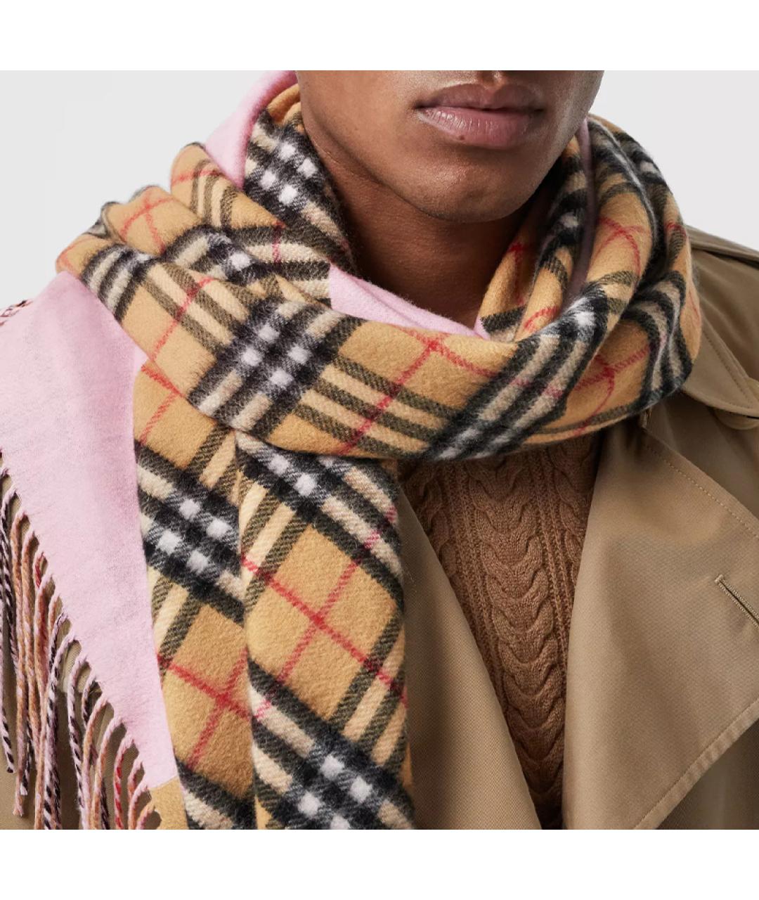 BURBERRY Розовый кашемировый шарф, фото 5