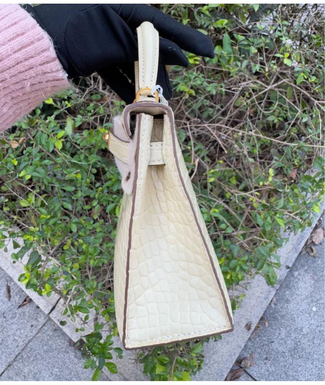 HERMES Белая кожаная сумка с короткими ручками, фото 4