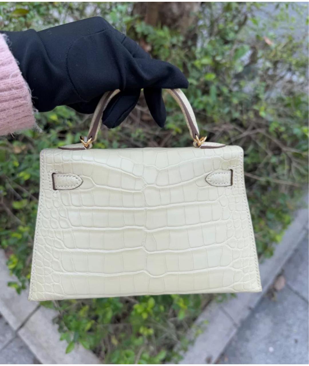 HERMES Белая кожаная сумка с короткими ручками, фото 2