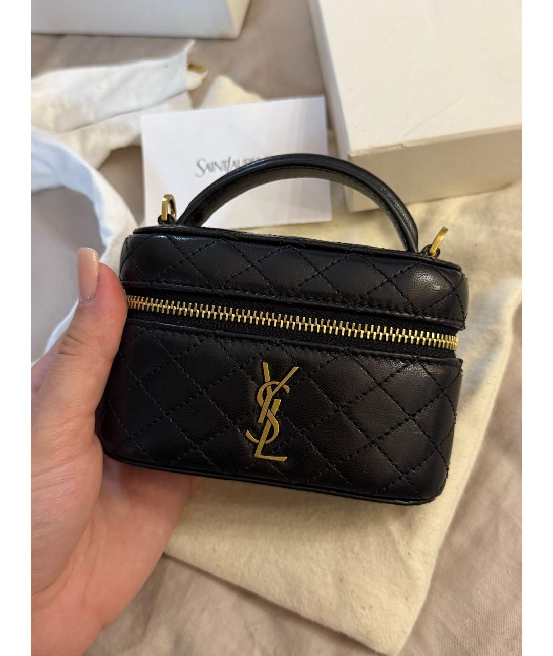 SAINT LAURENT Черная кожаная сумка через плечо, фото 3