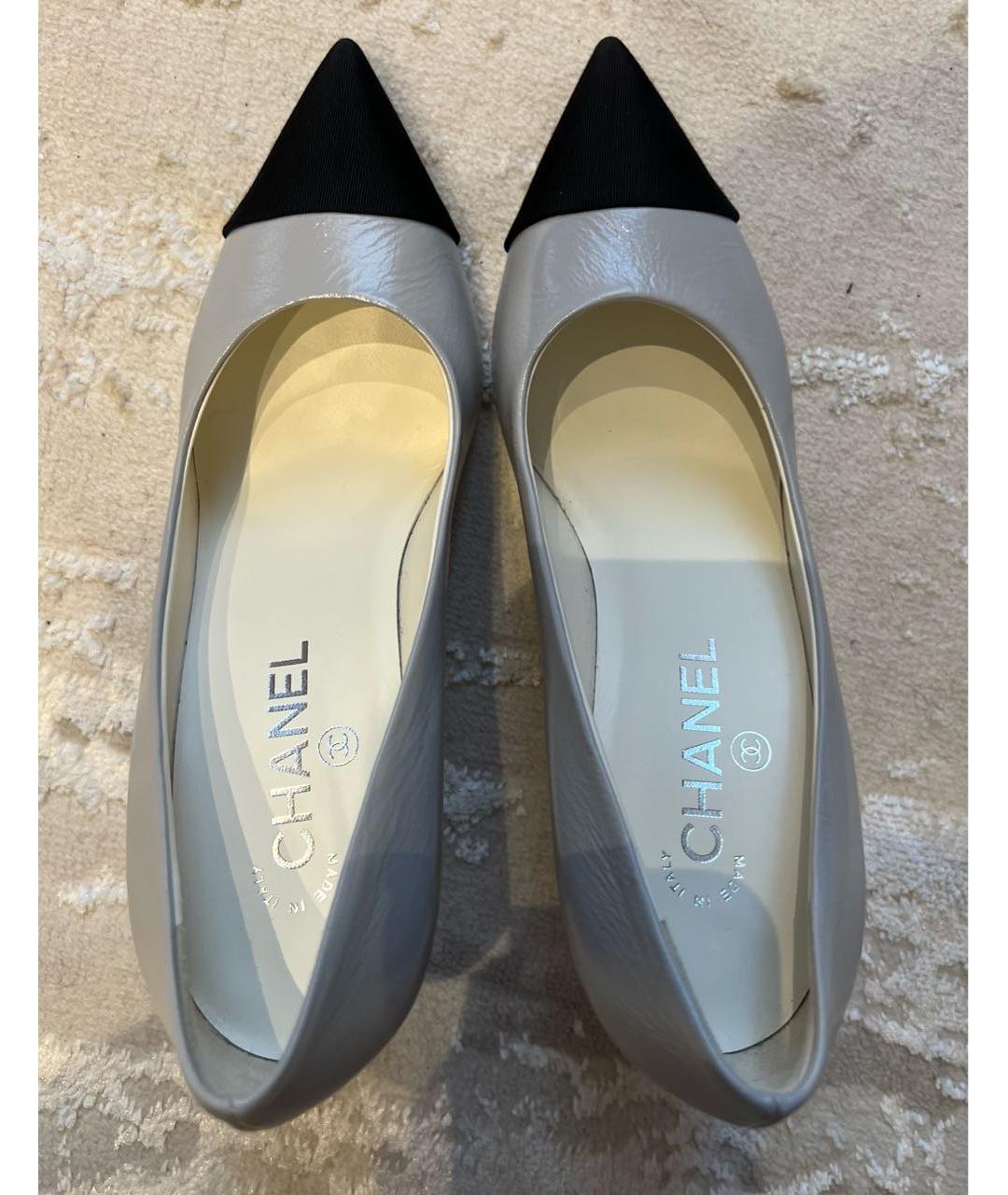 CHANEL Серые кожаные туфли, фото 3