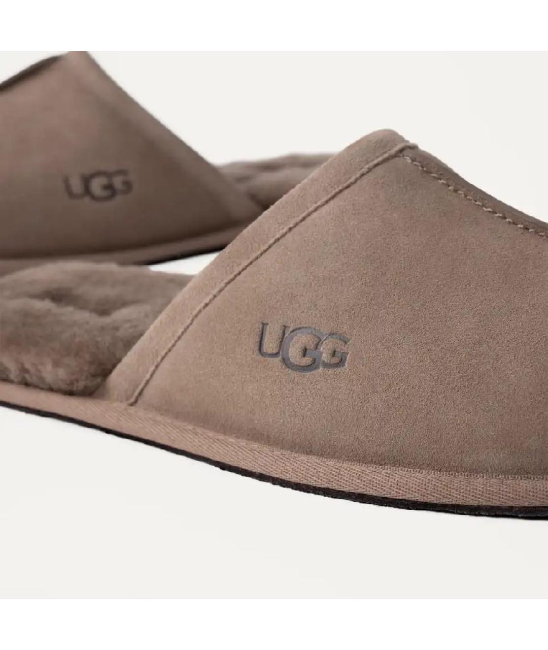 UGG AUSTRALIA Коричневые замшевые шлепанцы, фото 2