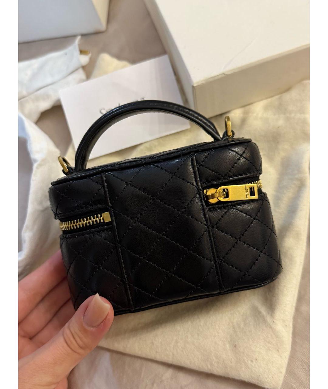 SAINT LAURENT Черная кожаная сумка с короткими ручками, фото 4