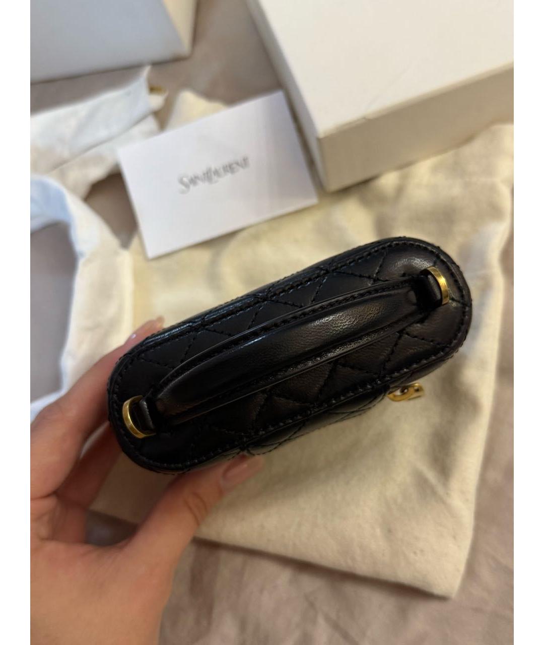 SAINT LAURENT Черная кожаная сумка с короткими ручками, фото 5