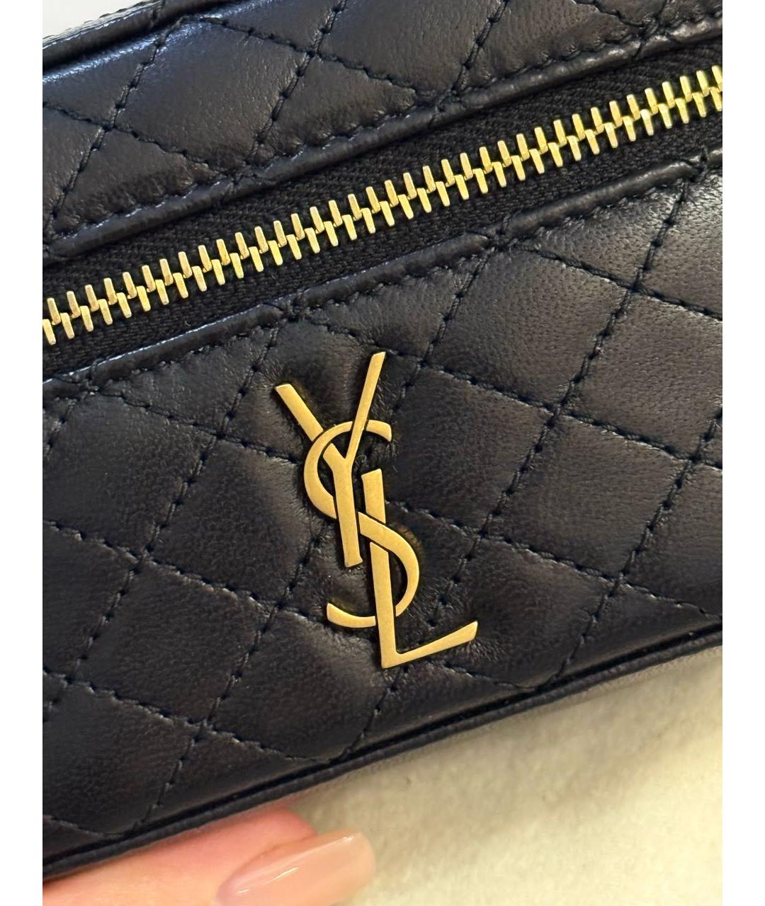 SAINT LAURENT Черная кожаная сумка через плечо, фото 6