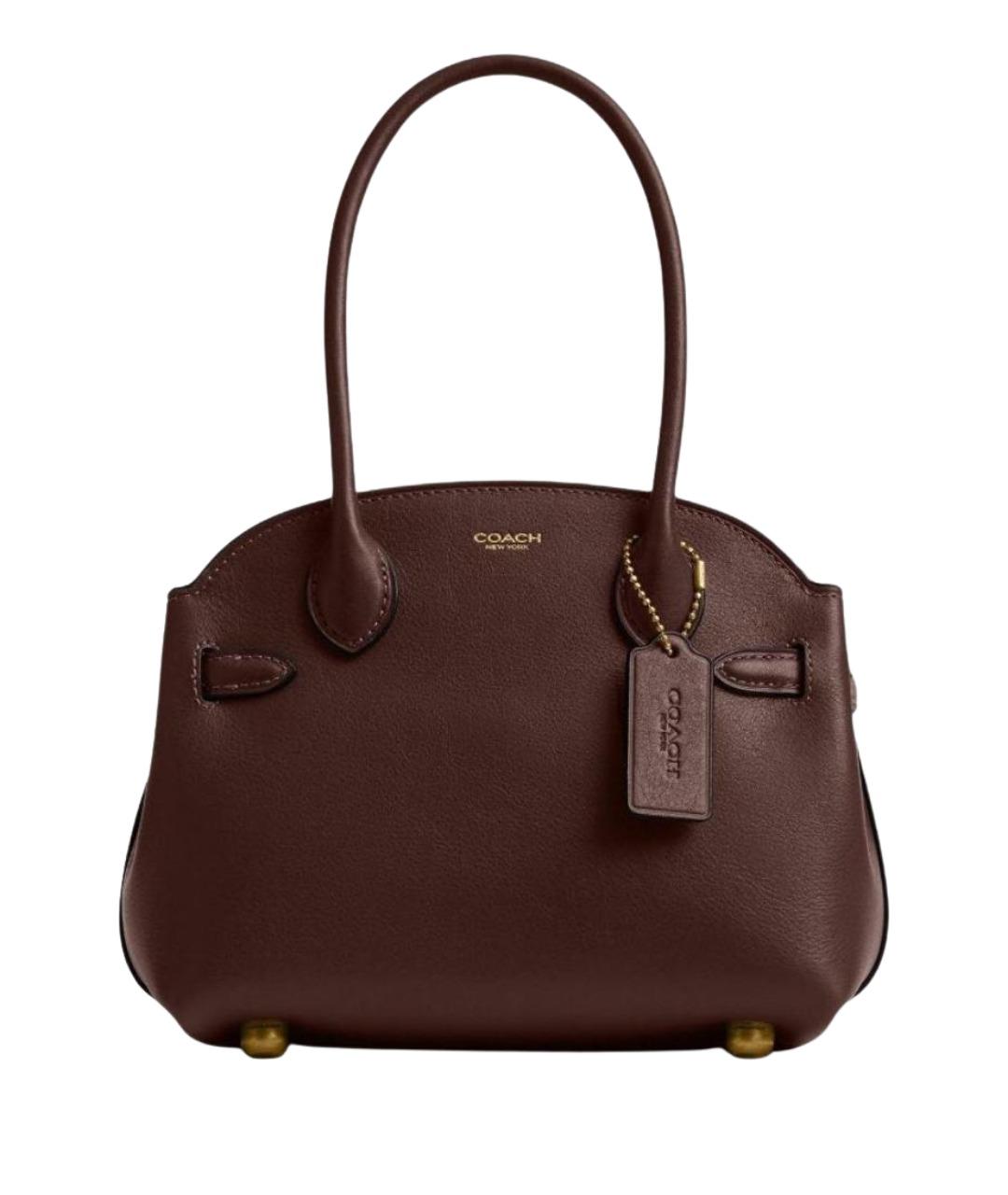 COACH Коричневая кожаная сумка с короткими ручками, фото 1