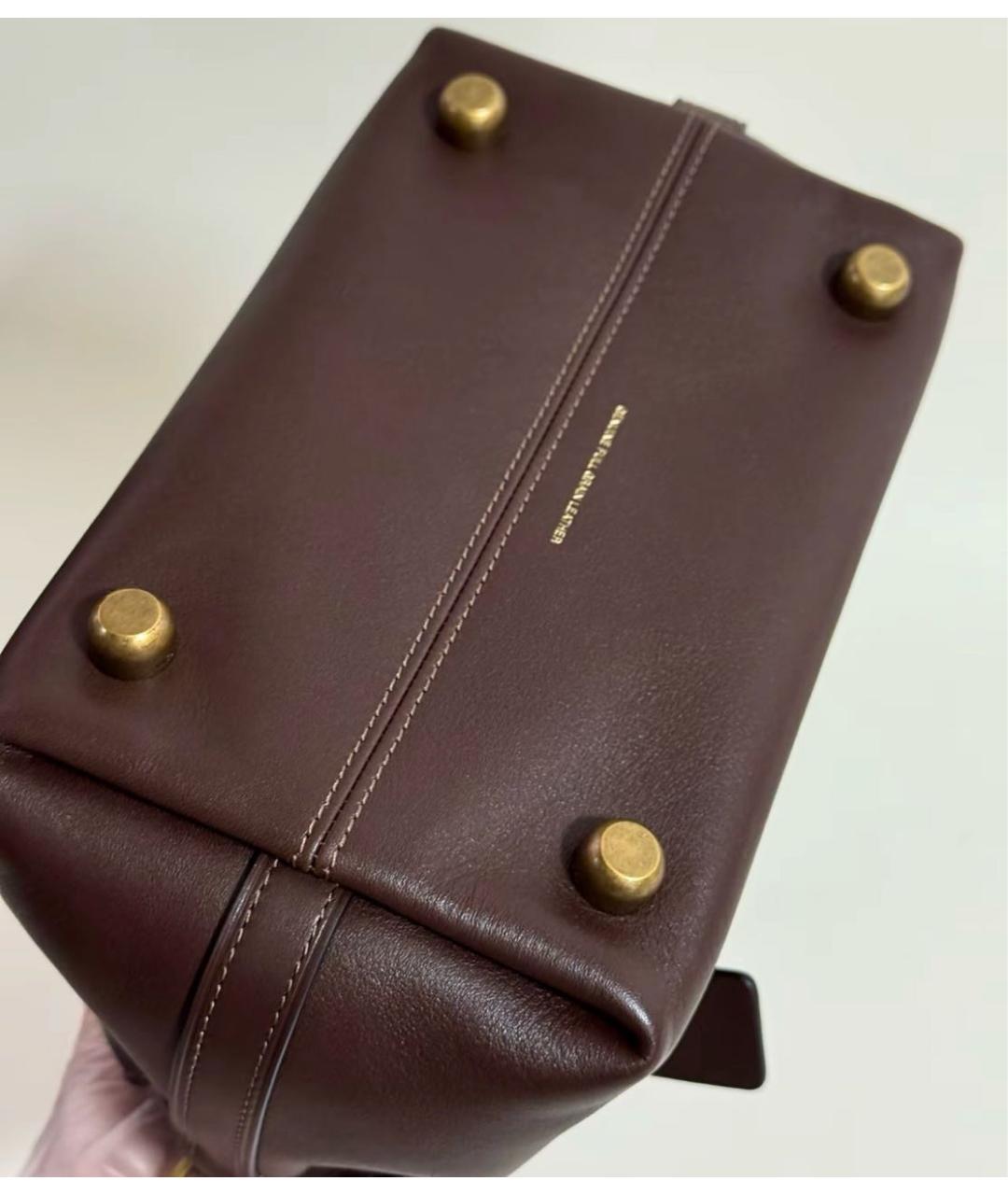 COACH Коричневая кожаная сумка с короткими ручками, фото 8