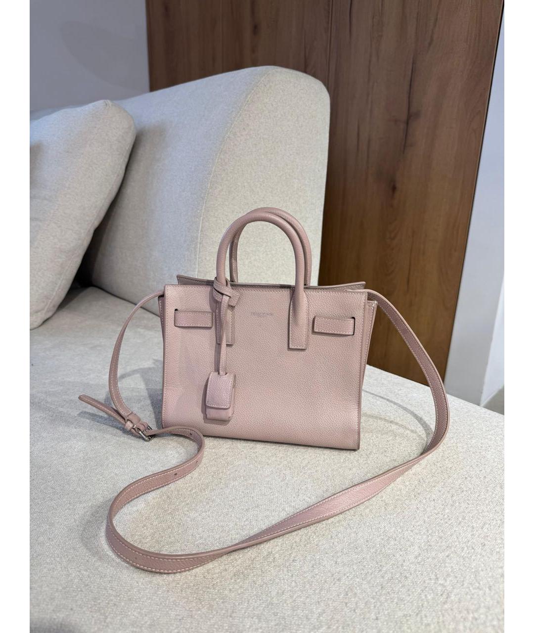 SAINT LAURENT Розовая кожаная сумка через плечо, фото 3