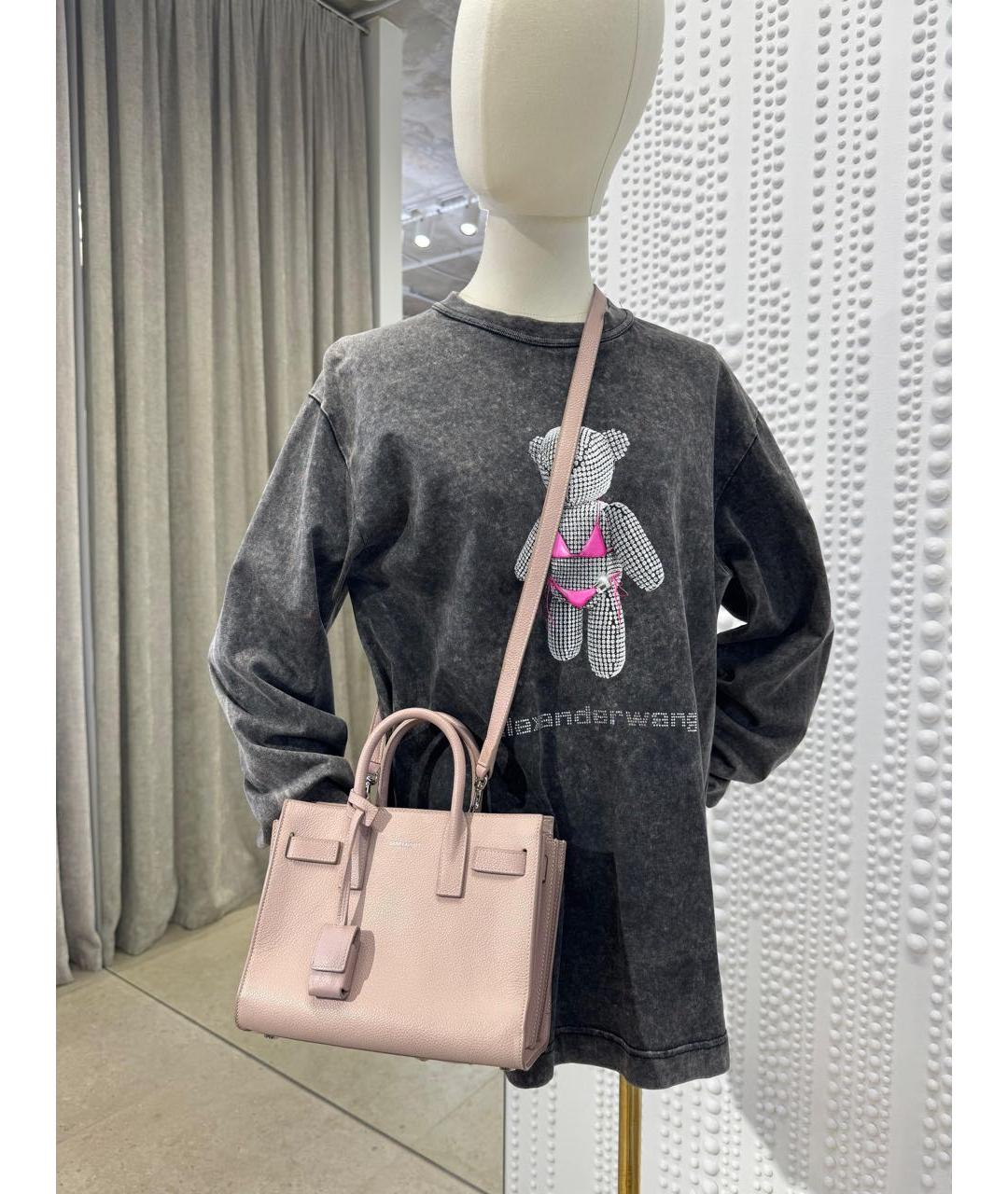 SAINT LAURENT Розовая кожаная сумка через плечо, фото 2