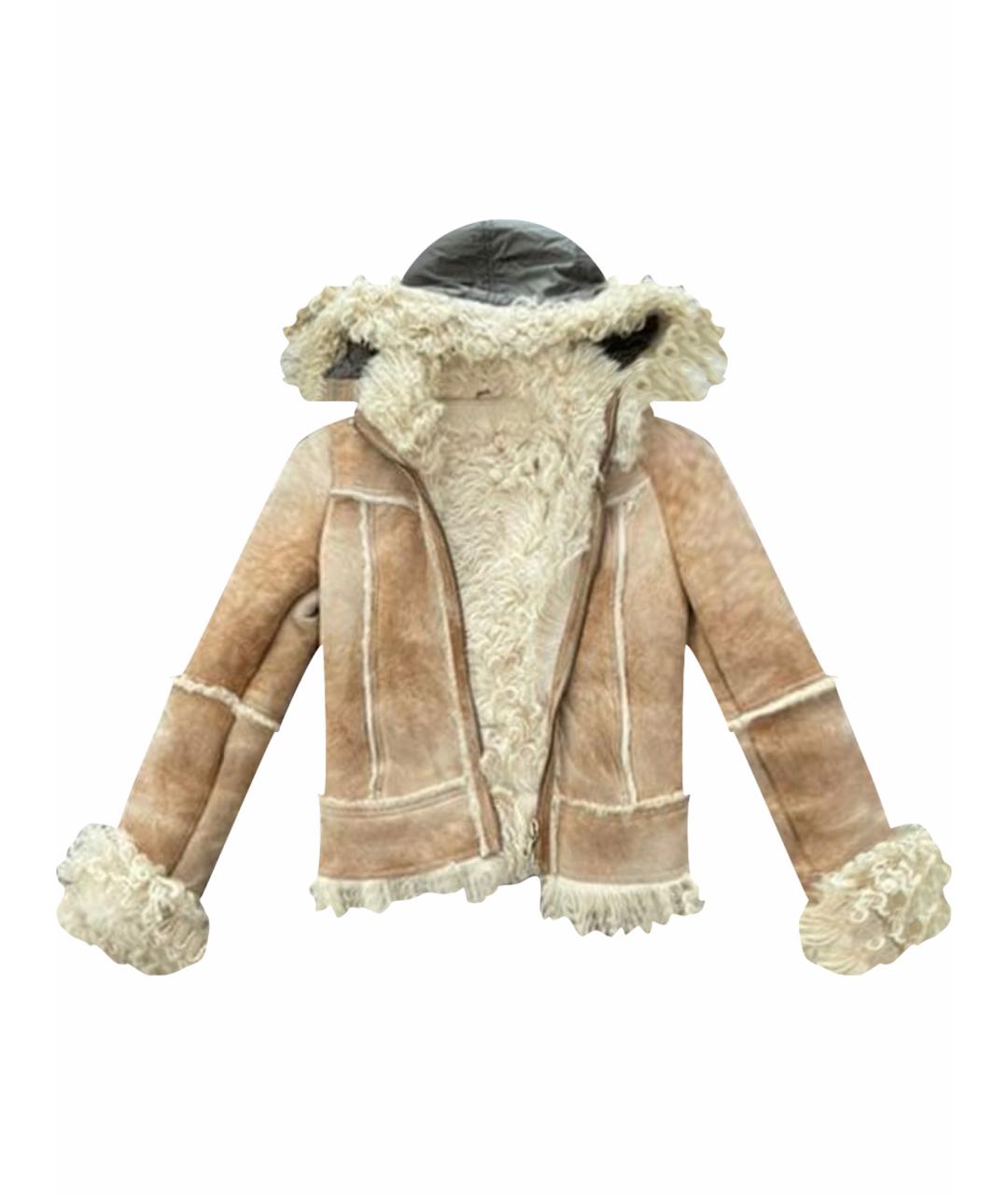 DOLCE&GABBANA Бежевая кожаная дубленка, фото 1