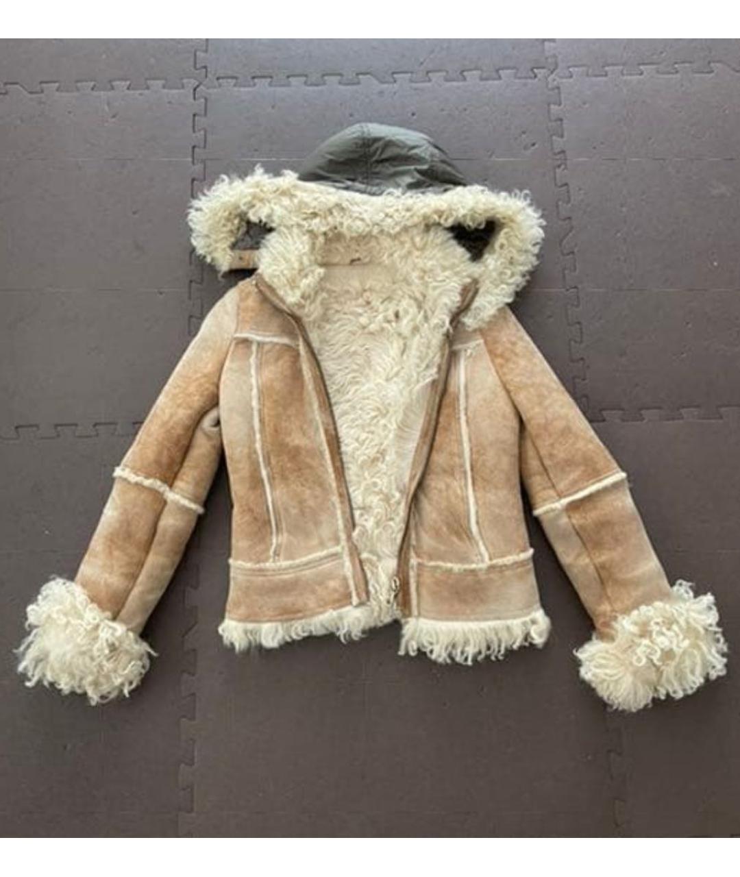 DOLCE&GABBANA Бежевая кожаная дубленка, фото 6