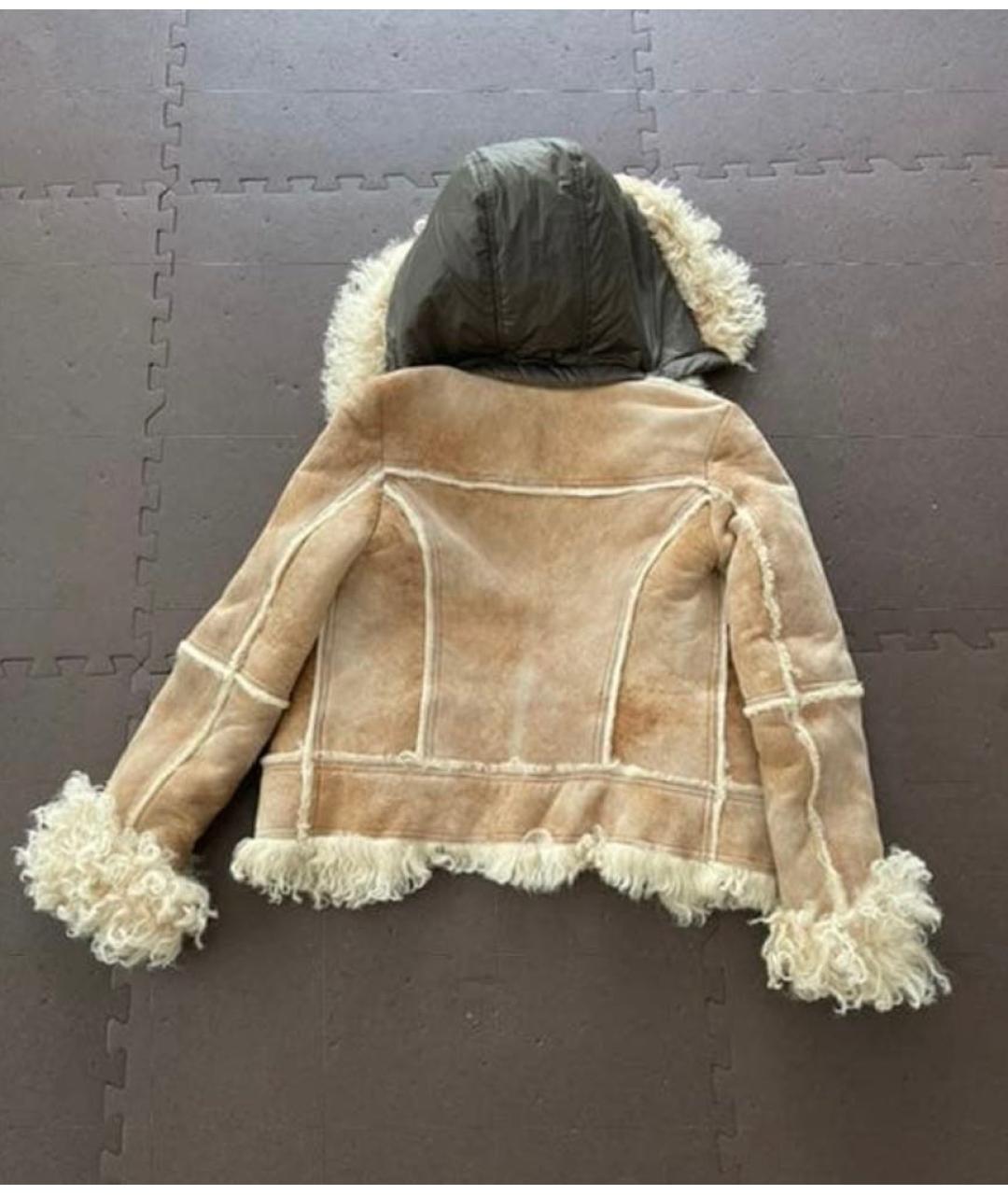 DOLCE&GABBANA Бежевая кожаная дубленка, фото 2