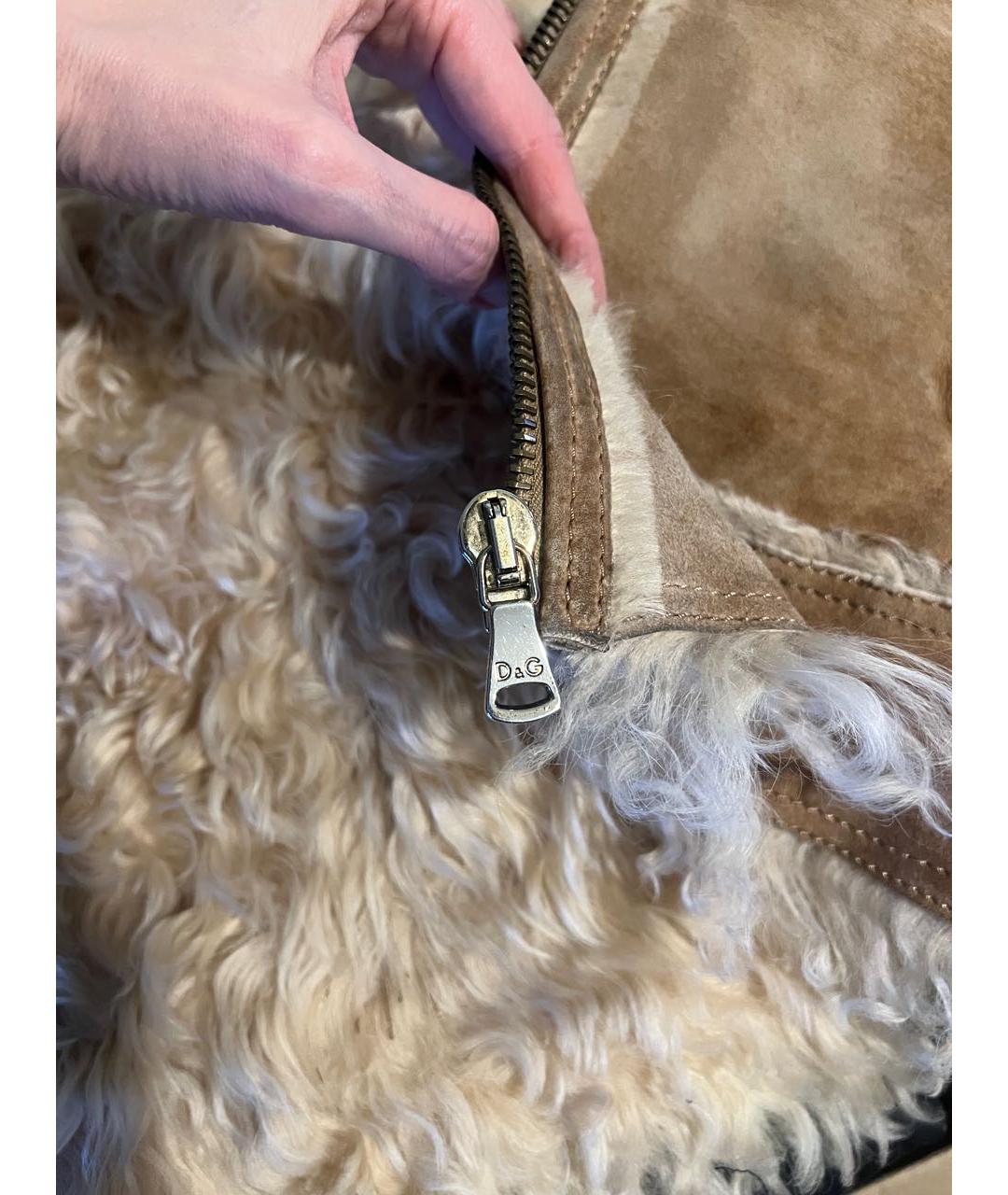 DOLCE&GABBANA Бежевая кожаная дубленка, фото 4