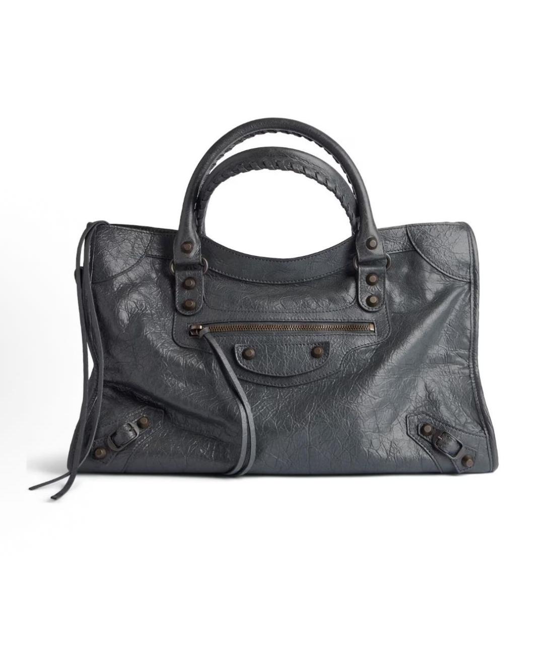 BALENCIAGA Серая кожаная сумка с короткими ручками, фото 5