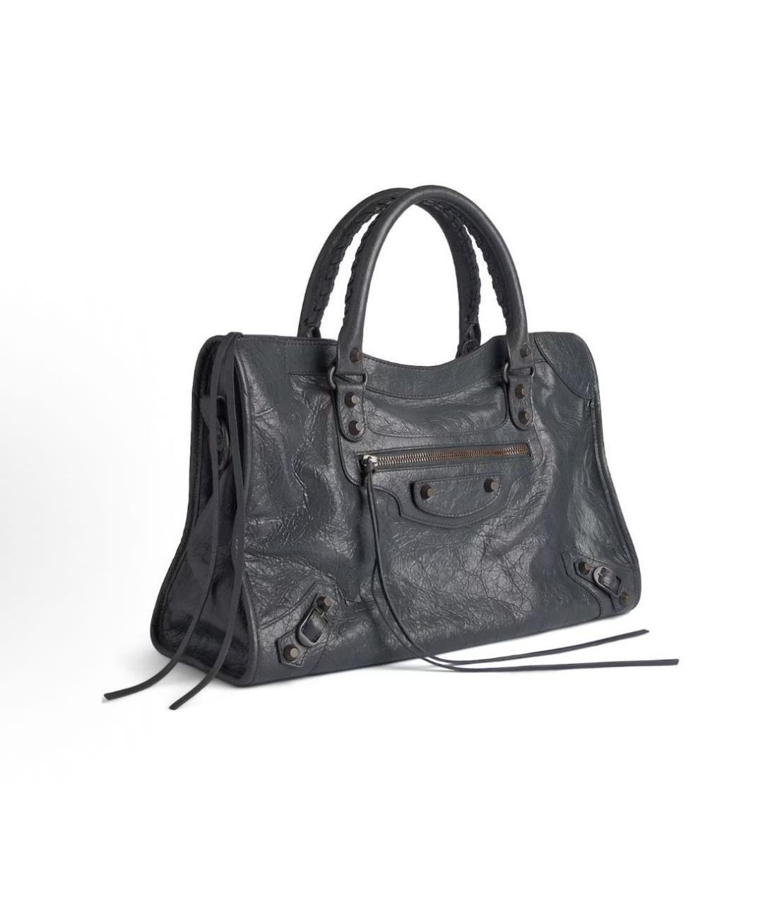 BALENCIAGA Серая кожаная сумка с короткими ручками, фото 3