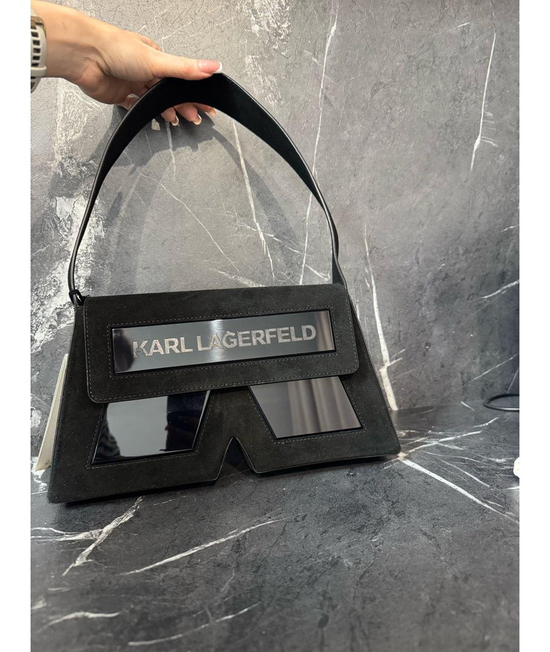KARL LAGERFELD Черная замшевая сумка через плечо, фото 9
