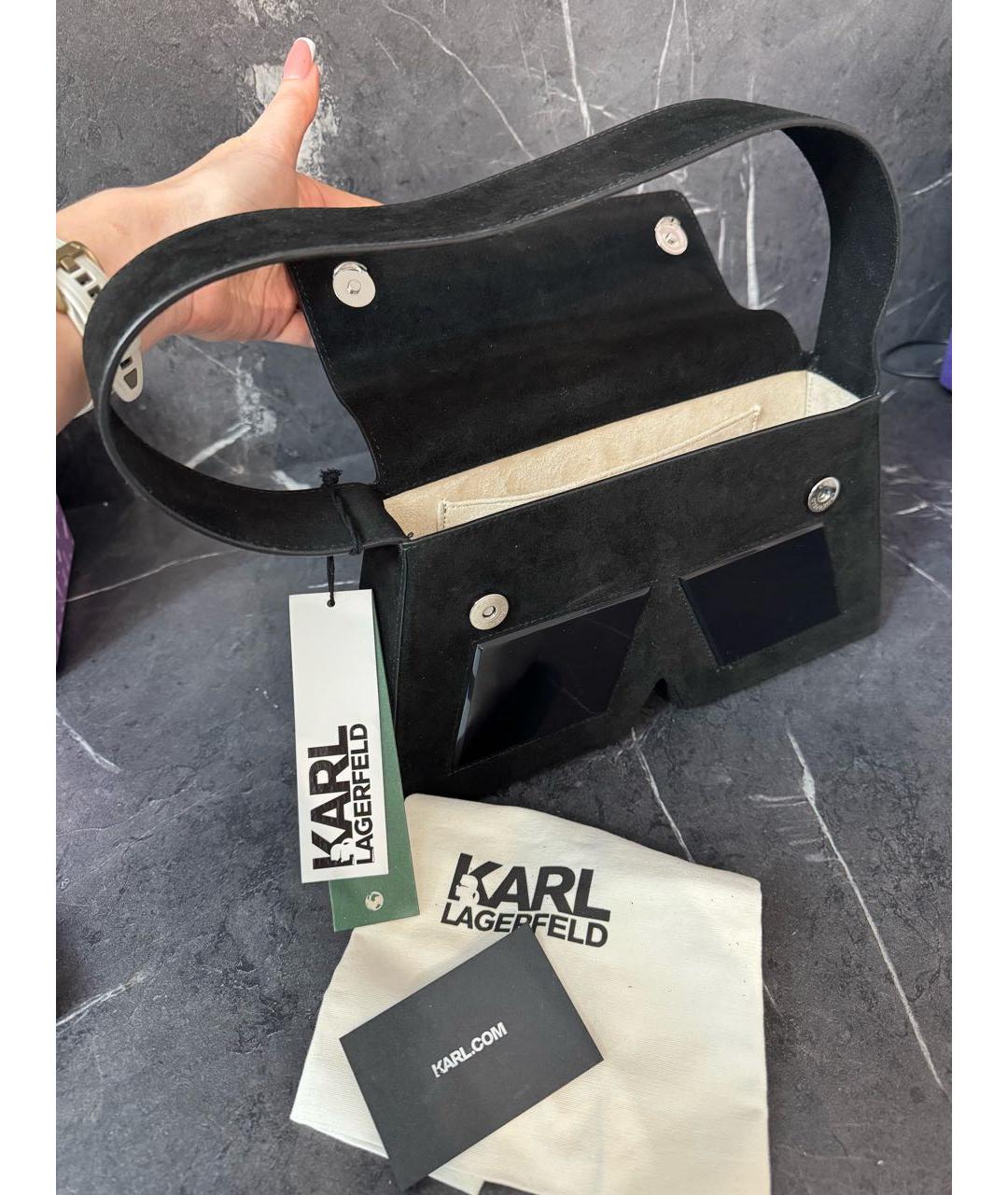 KARL LAGERFELD Черная замшевая сумка через плечо, фото 7