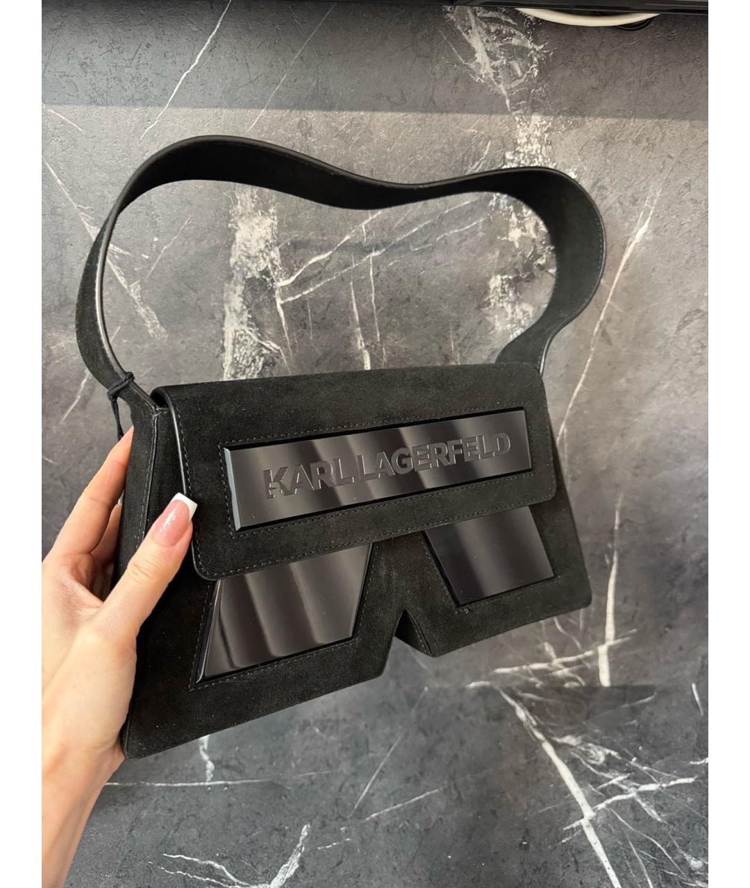 KARL LAGERFELD Черная замшевая сумка через плечо, фото 5