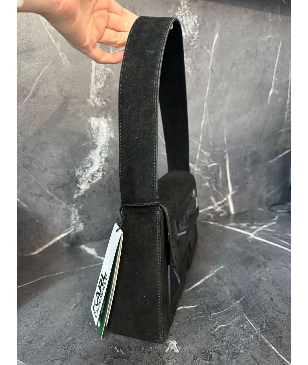 KARL LAGERFELD Черная замшевая сумка через плечо, фото 3