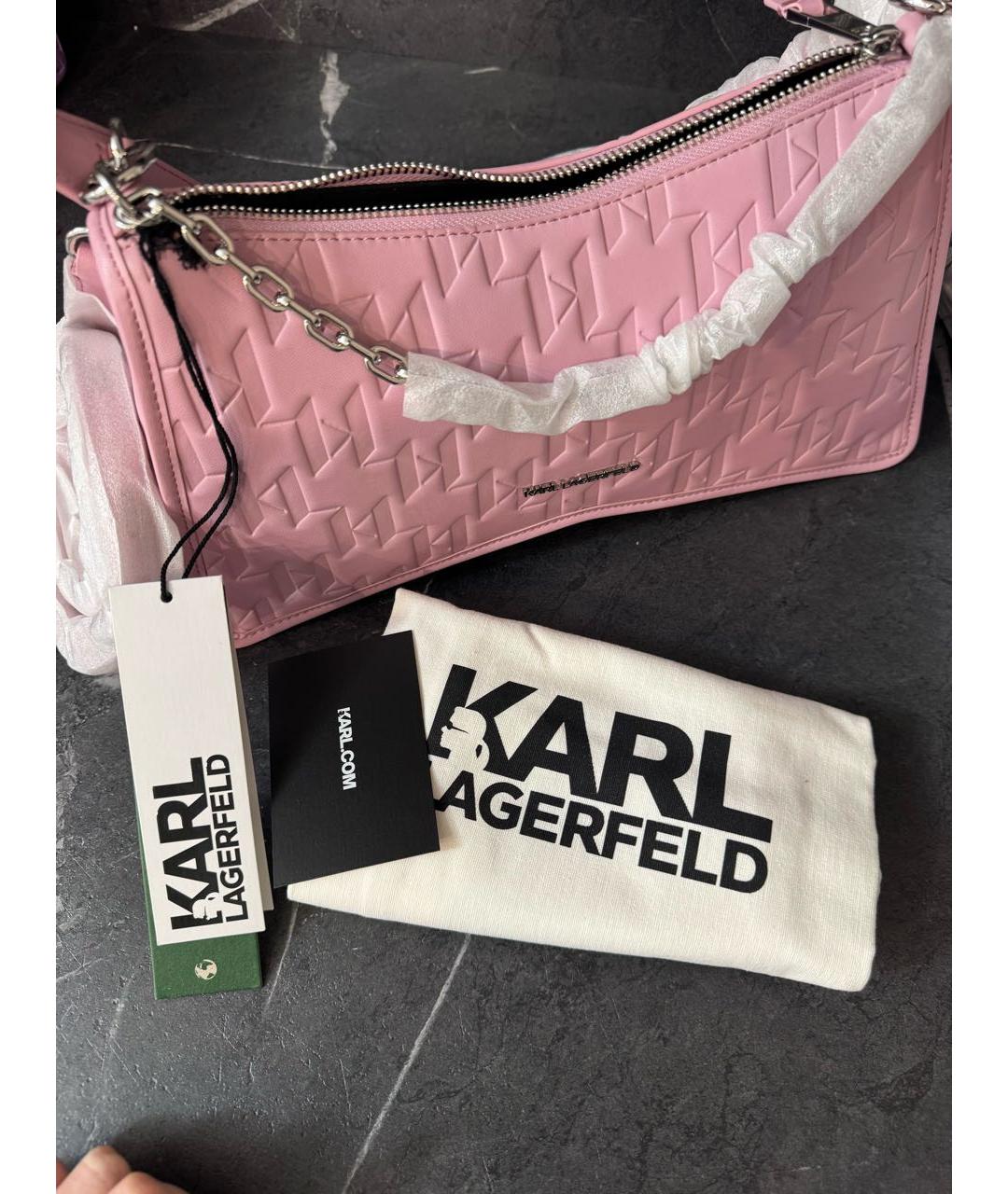 KARL LAGERFELD Розовая кожаная сумка через плечо, фото 6