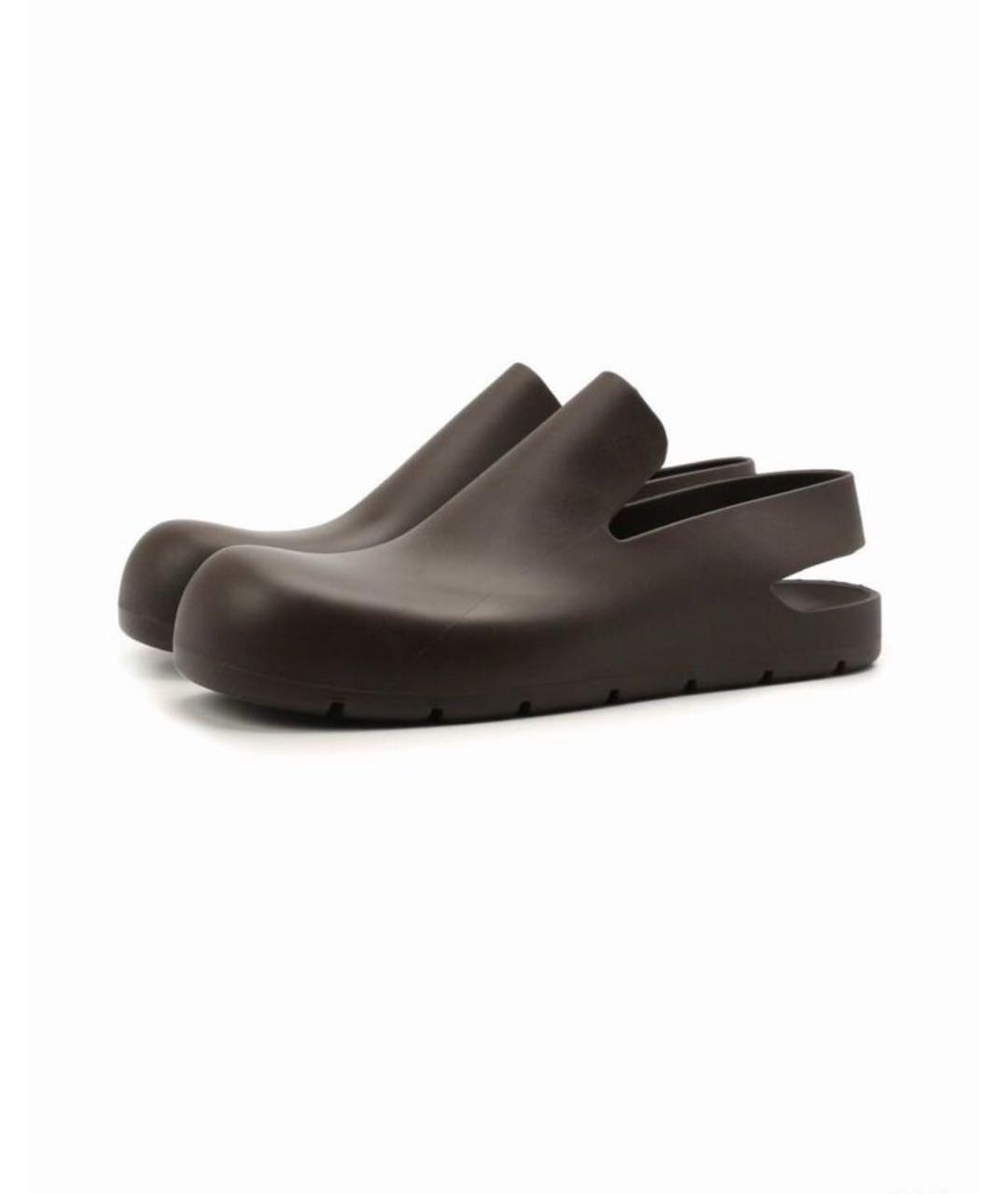 BOTTEGA VENETA Коричневые резиновые сабо, фото 9