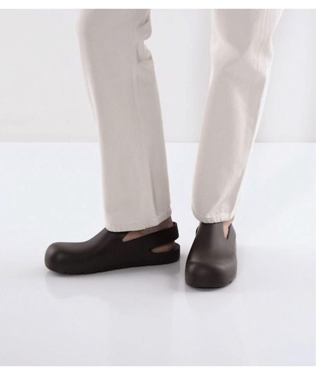 BOTTEGA VENETA Коричневые резиновые сабо, фото 7