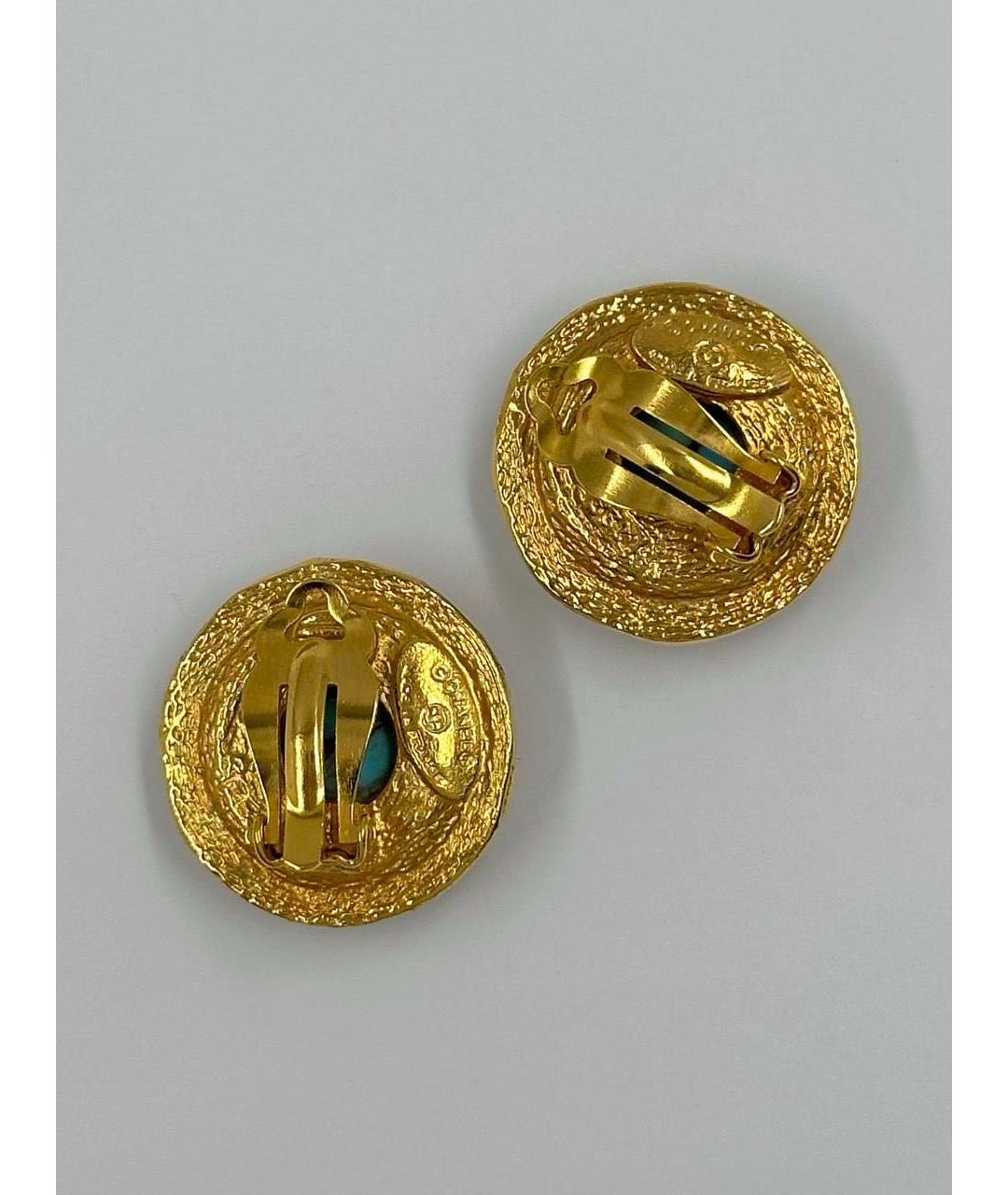 CHANEL Голубые позолоченные клипсы, фото 2