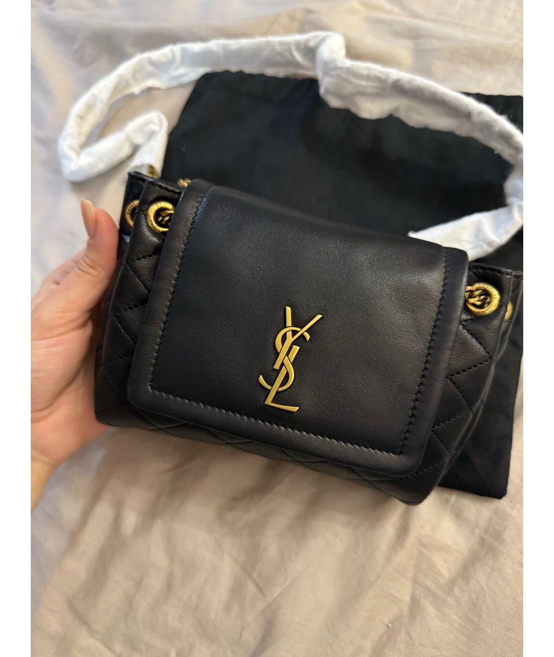 SAINT LAURENT Черная кожаная сумка через плечо, фото 3