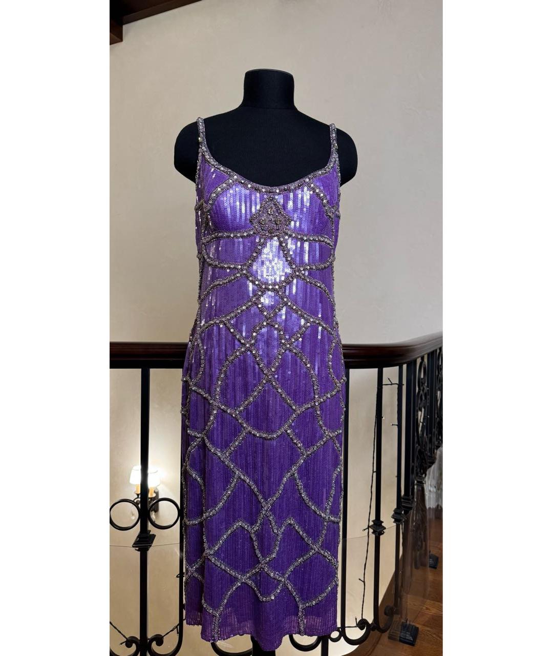 JENNY PACKHAM Фиолетовое шелковое вечернее платье, фото 8