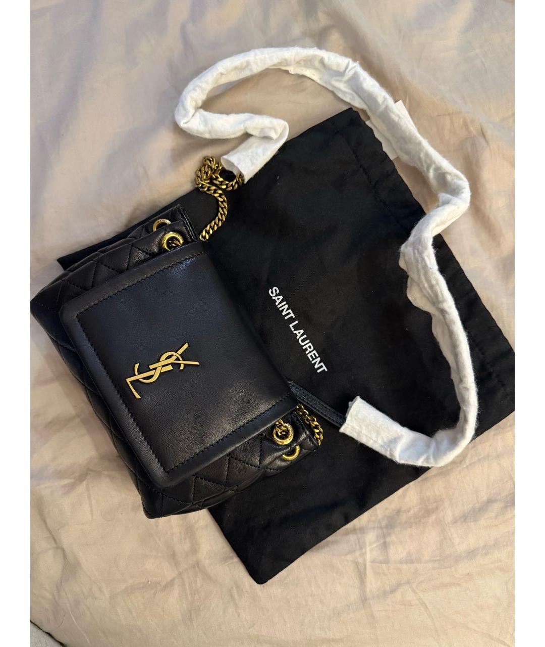 SAINT LAURENT Черная кожаная сумка через плечо, фото 2