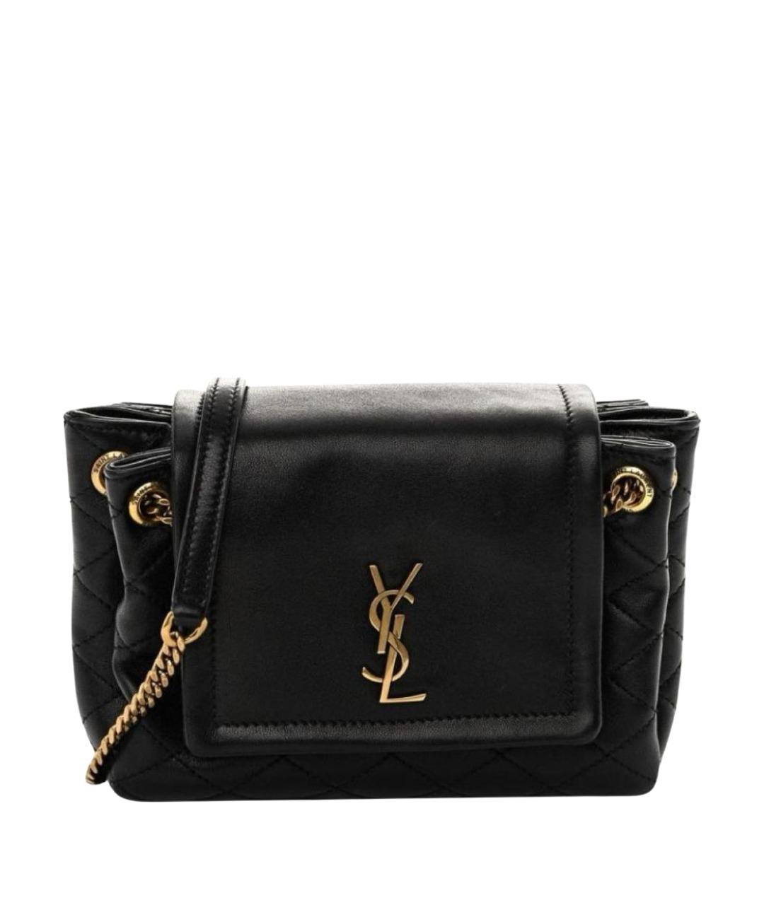 SAINT LAURENT Черная кожаная сумка с короткими ручками, фото 1