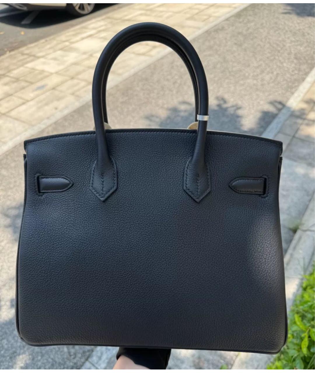 HERMES Черная кожаная сумка с короткими ручками, фото 2