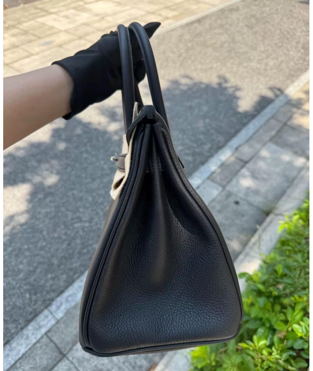 HERMES Черная кожаная сумка с короткими ручками, фото 3