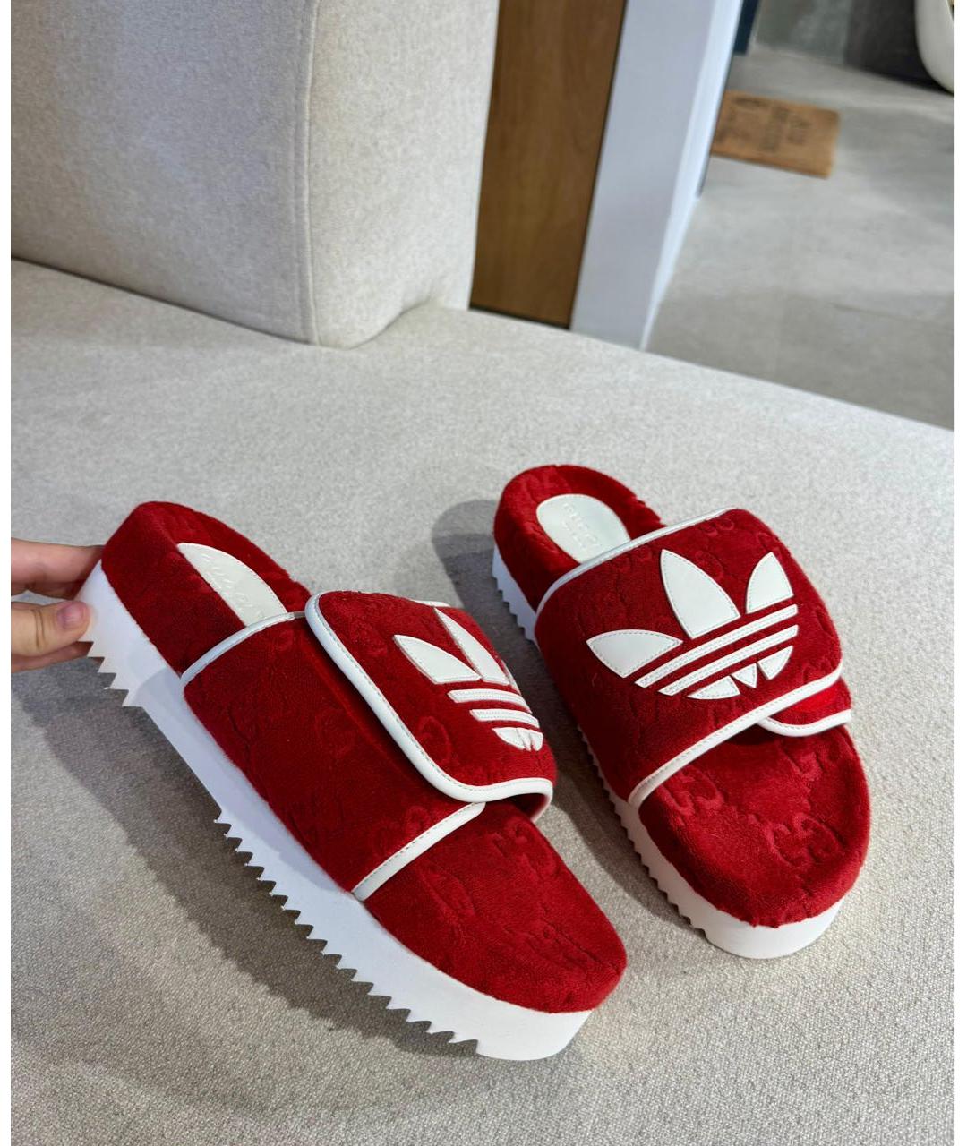 GUCCI Красные бархатные шлепанцы, фото 3