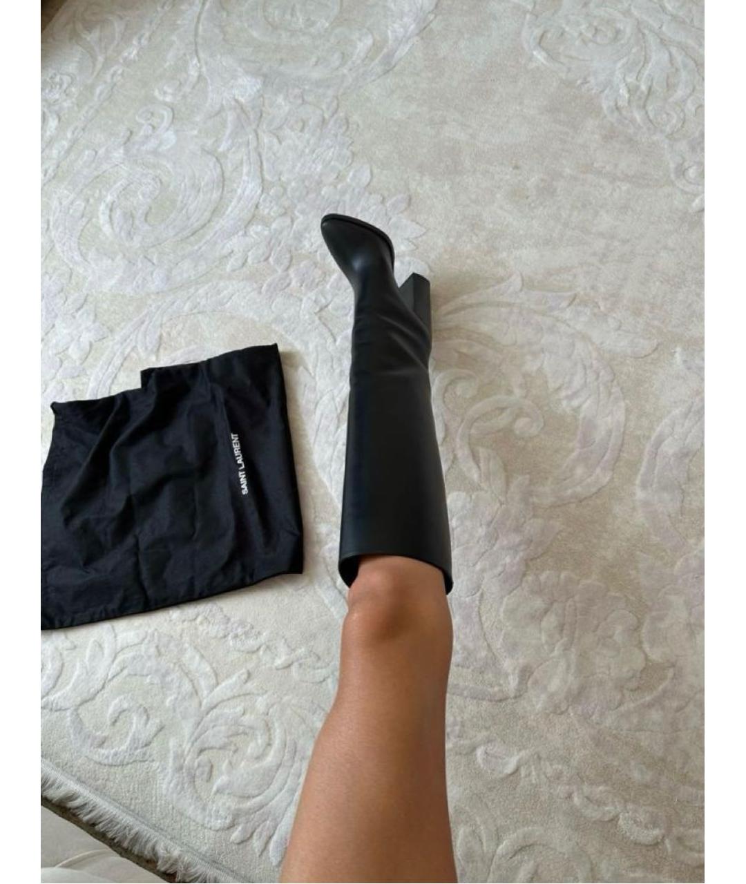 SAINT LAURENT Черные кожаные сапоги, фото 3