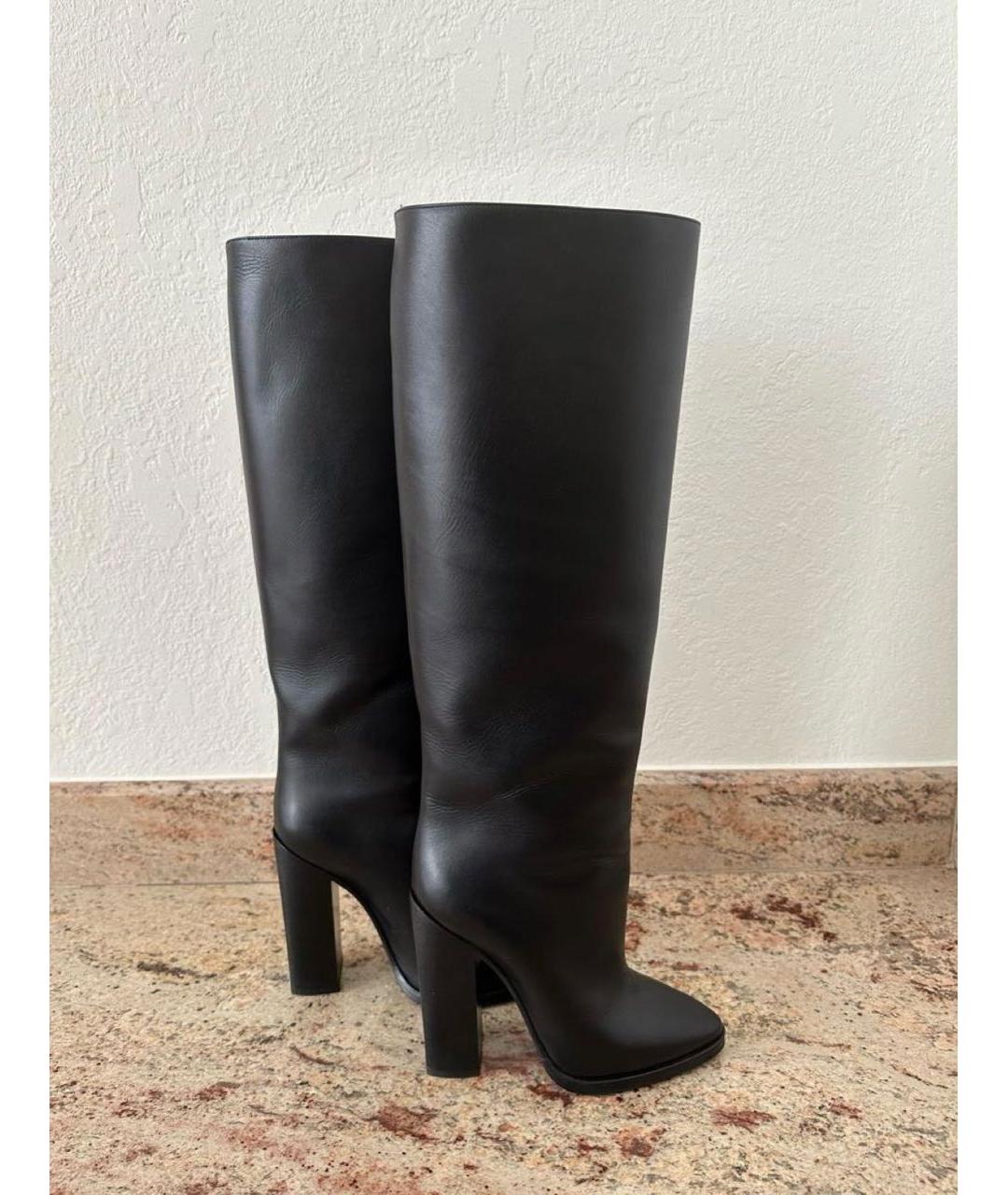 SAINT LAURENT Черные кожаные сапоги, фото 5