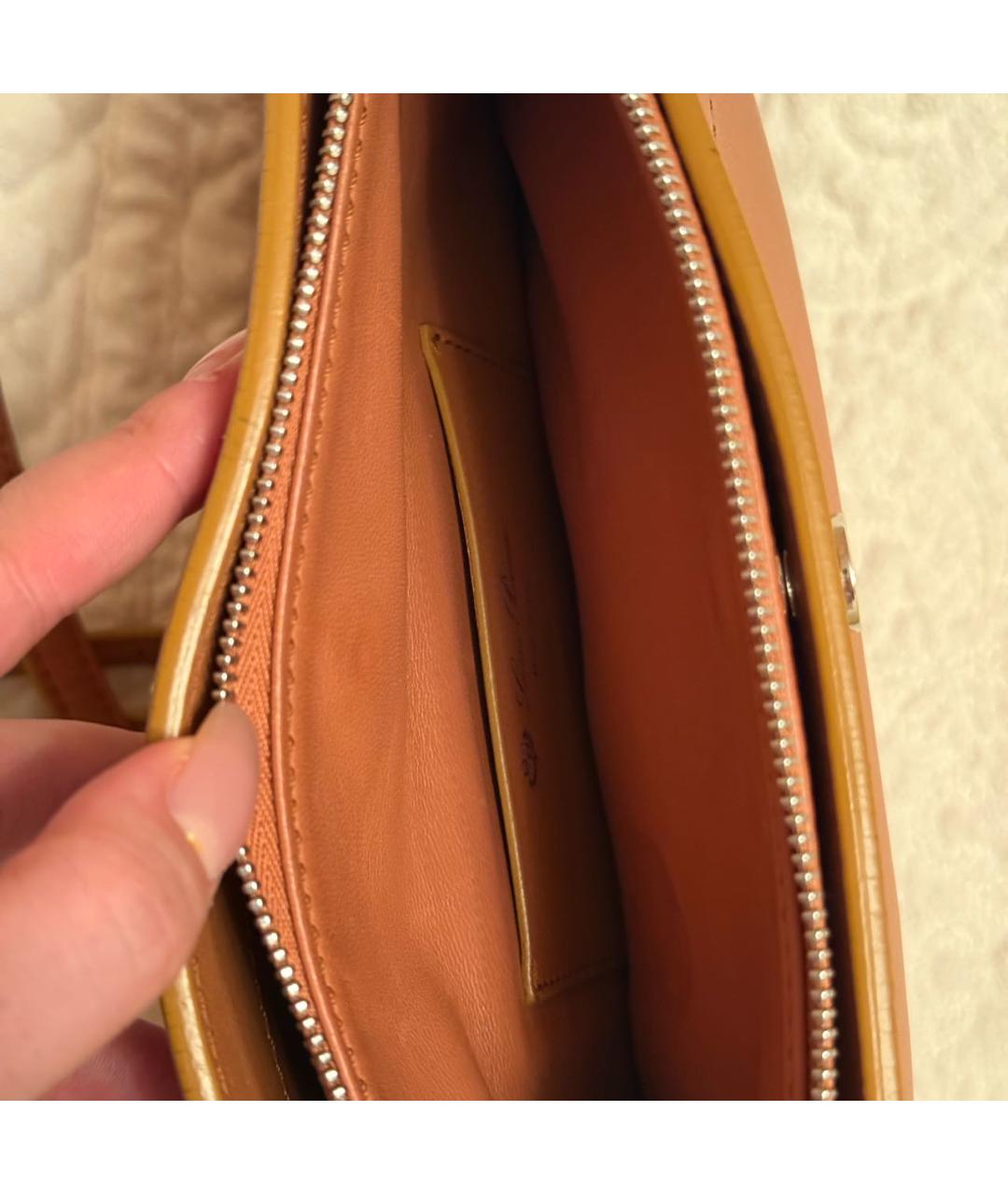 LORO PIANA Коричневая кожаная сумка через плечо, фото 4