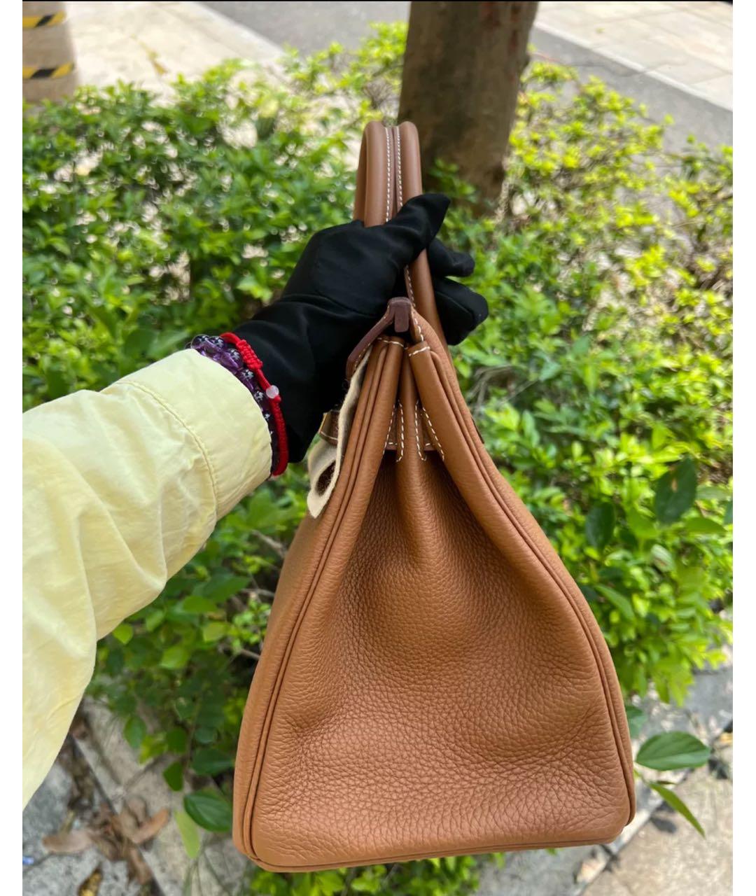 HERMES Коричневая кожаная сумка с короткими ручками, фото 4