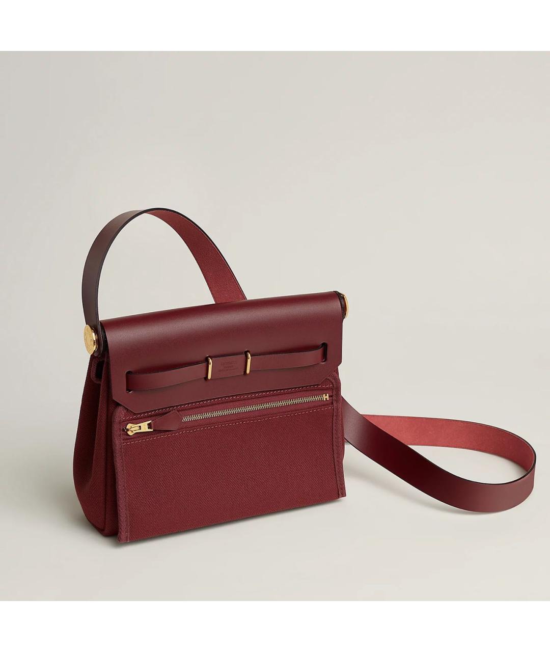 HERMES Бордовая кожаная сумка через плечо, фото 3