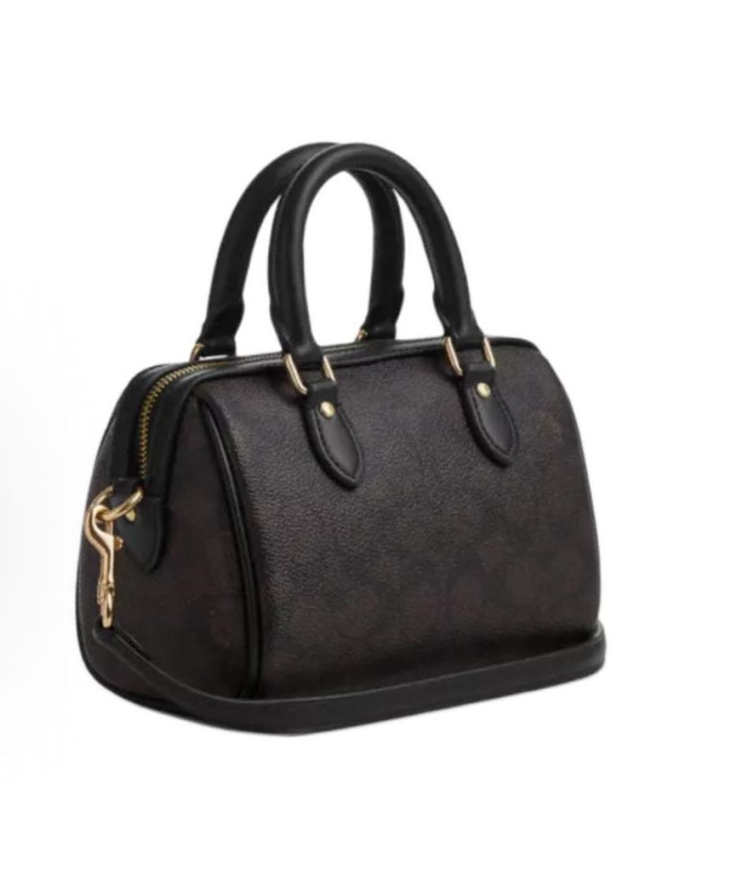 COACH Коричневая кожаная сумка с короткими ручками, фото 2