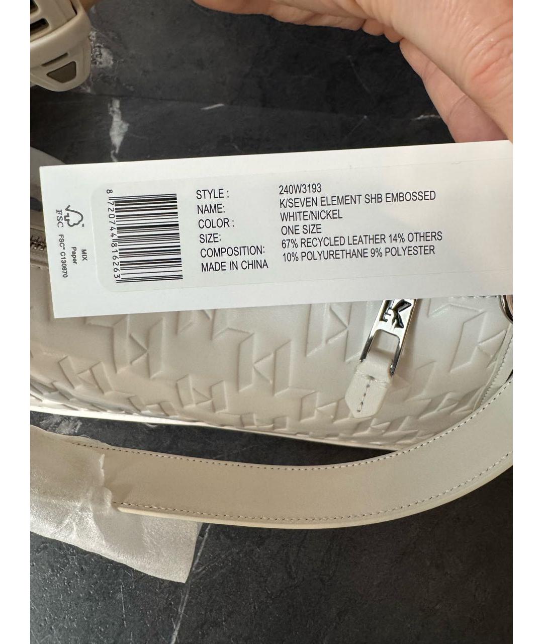 KARL LAGERFELD Белая кожаная сумка через плечо, фото 7