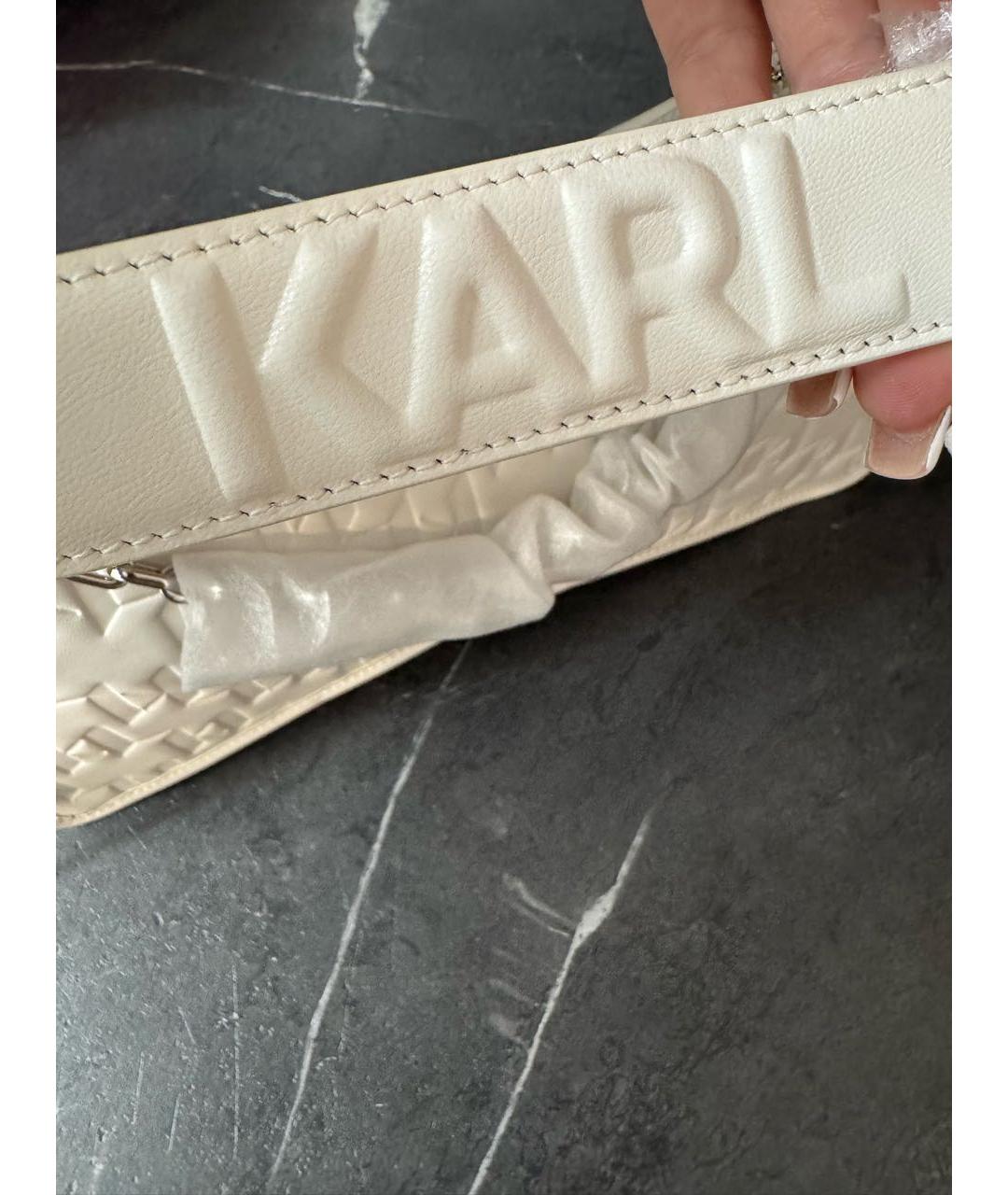 KARL LAGERFELD Белая кожаная сумка через плечо, фото 8