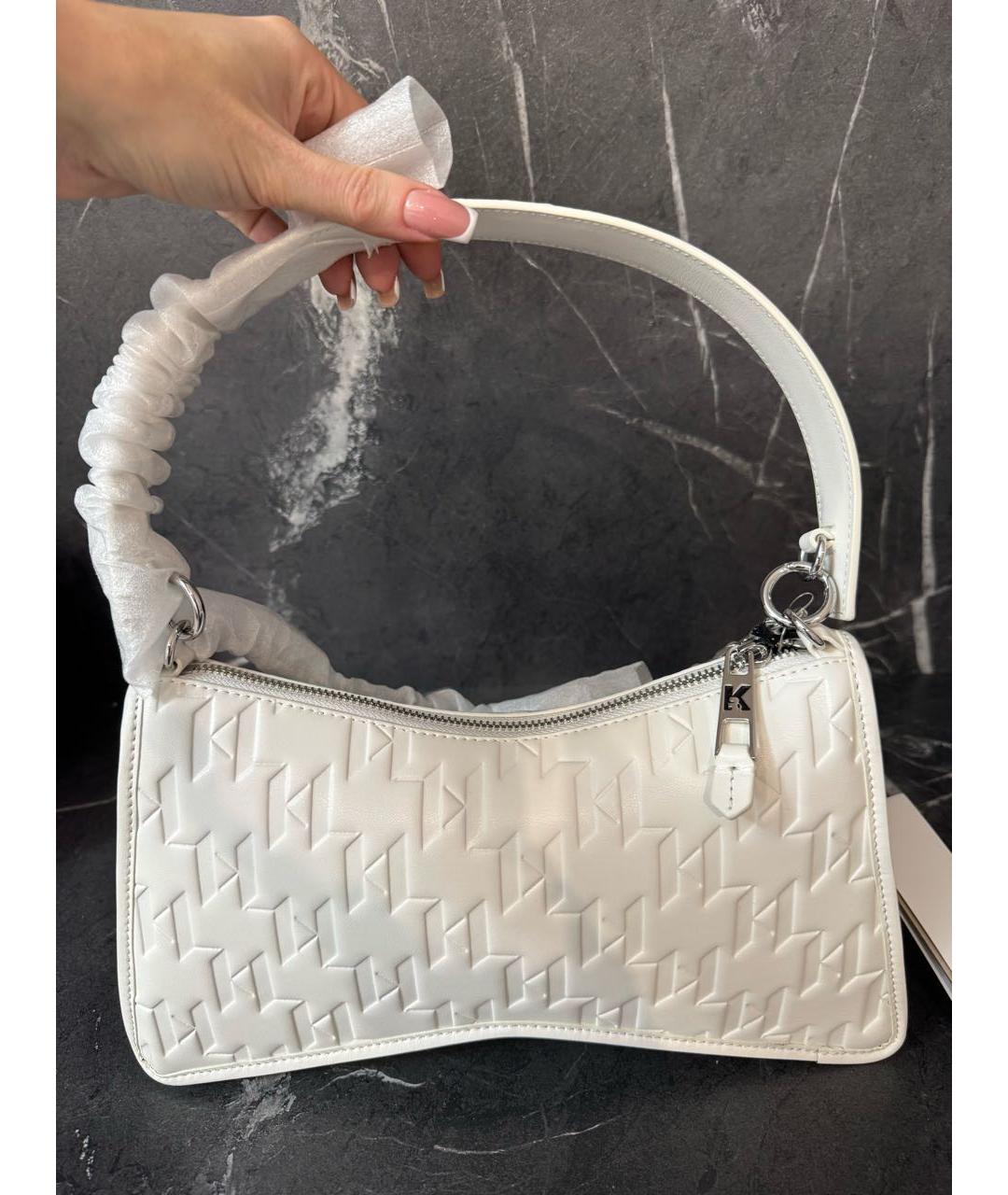 KARL LAGERFELD Белая кожаная сумка через плечо, фото 3